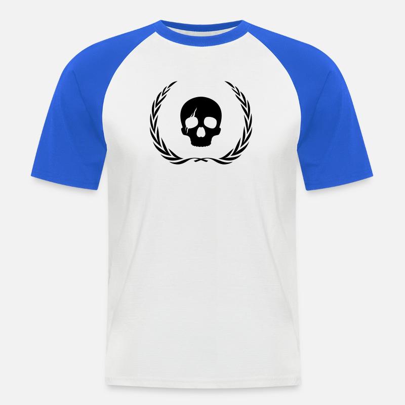 Skelett Totenkopf Kranz - Männer Baseball-T-Shirt - Weiß/Royalblau