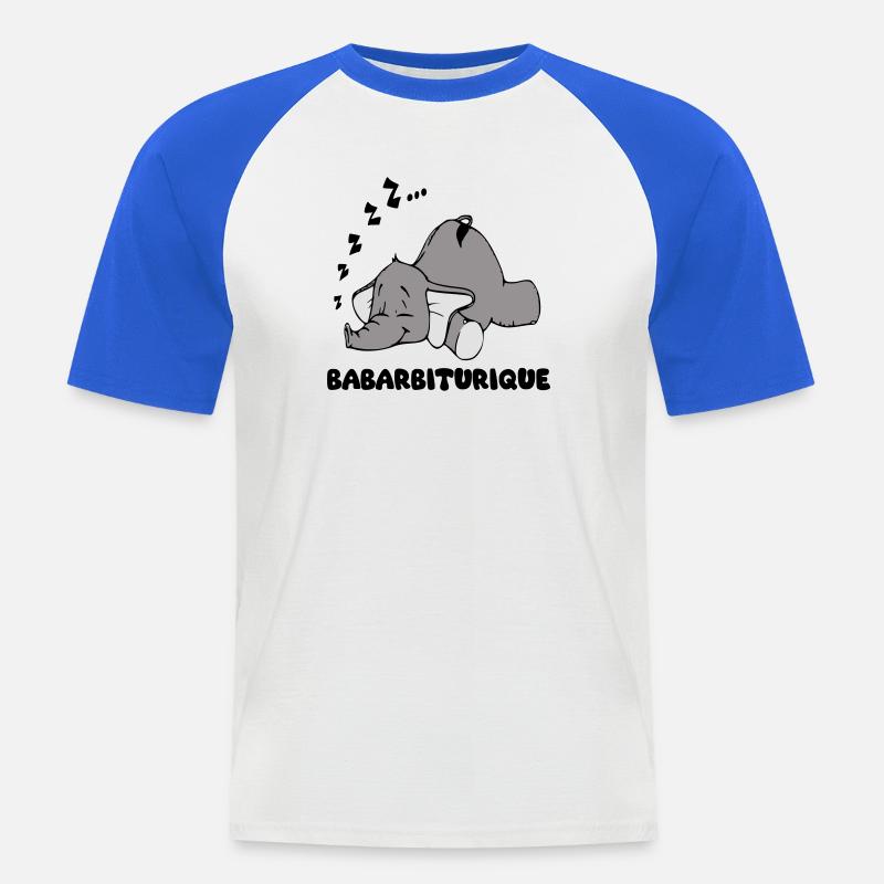 Schlafender Elefant mit dem Titel Babarbituric - Männer Baseball-T-Shirt - Weiß/Royalblau