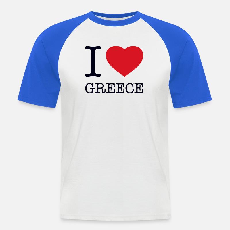 I love Greece - Männer Baseball-T-Shirt - Weiß/Royalblau