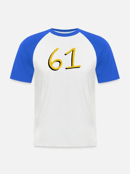 61 - T-shirt baseball manches courtes Homme - blanc/bleu royal