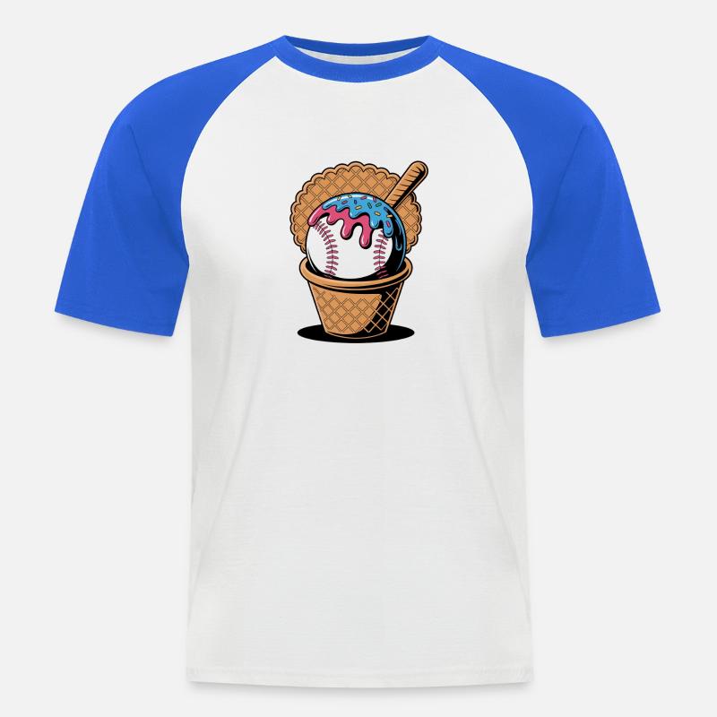Baseball Eiscreme In Waffel Mit Schläger - Männer Baseball-T-Shirt - Weiß/Royalblau