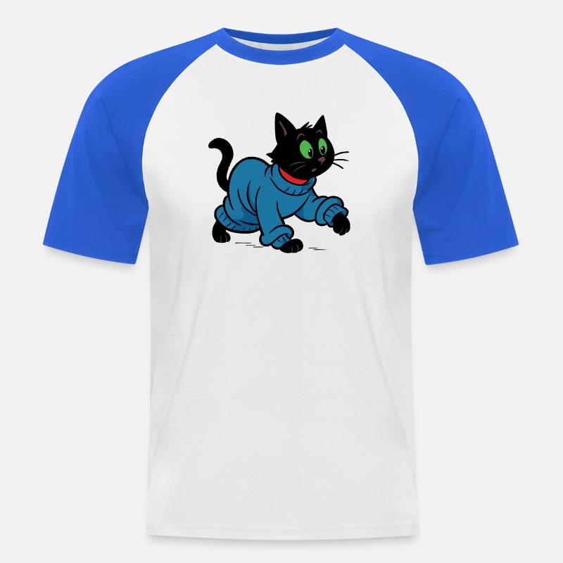 Meeko en pull oversize - T-shirt baseball manches courtes Homme - blanc/bleu royal