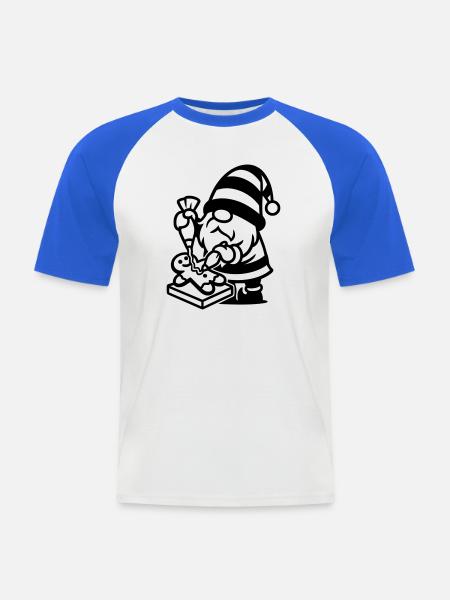 Gingerbread Baking Gnome - Men's Baseball T-Shirt - white/royal blue