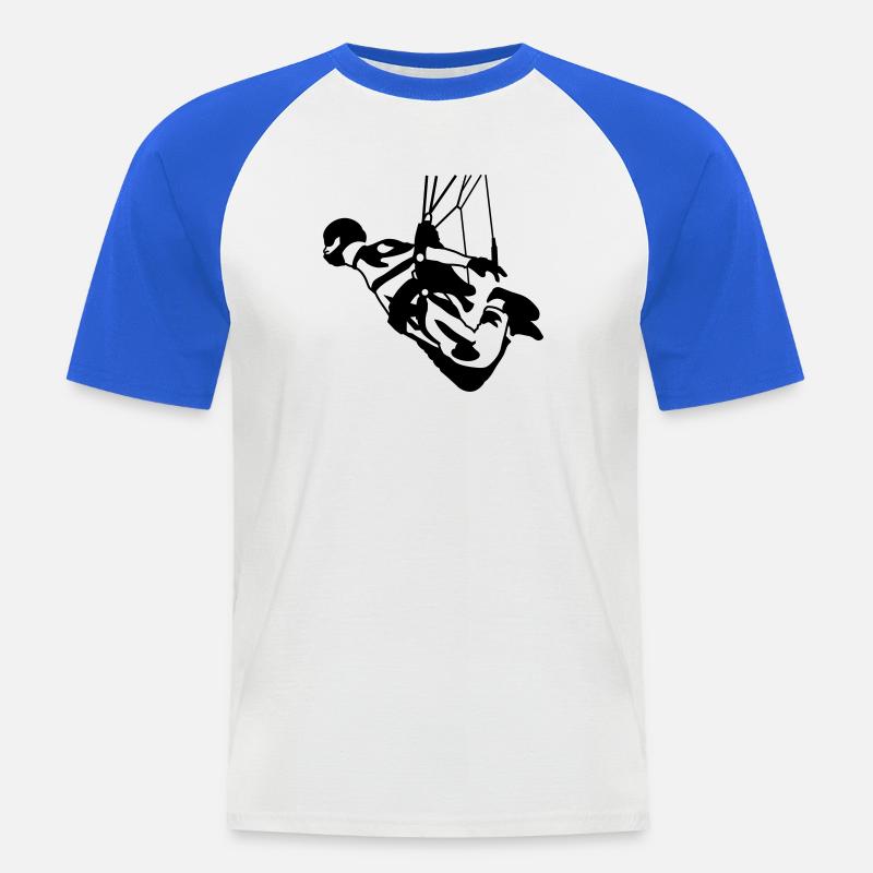 Swooping - Männer Baseball-T-Shirt - Weiß/Royalblau
