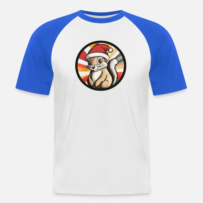 Winterliches Eichhörnchen mit Santa Hut - Männer Baseball-T-Shirt - Weiß/Royalblau