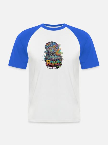 Fontana Graffiti Roma Neon - Männer Baseball-T-Shirt - Weiß/Royalblau