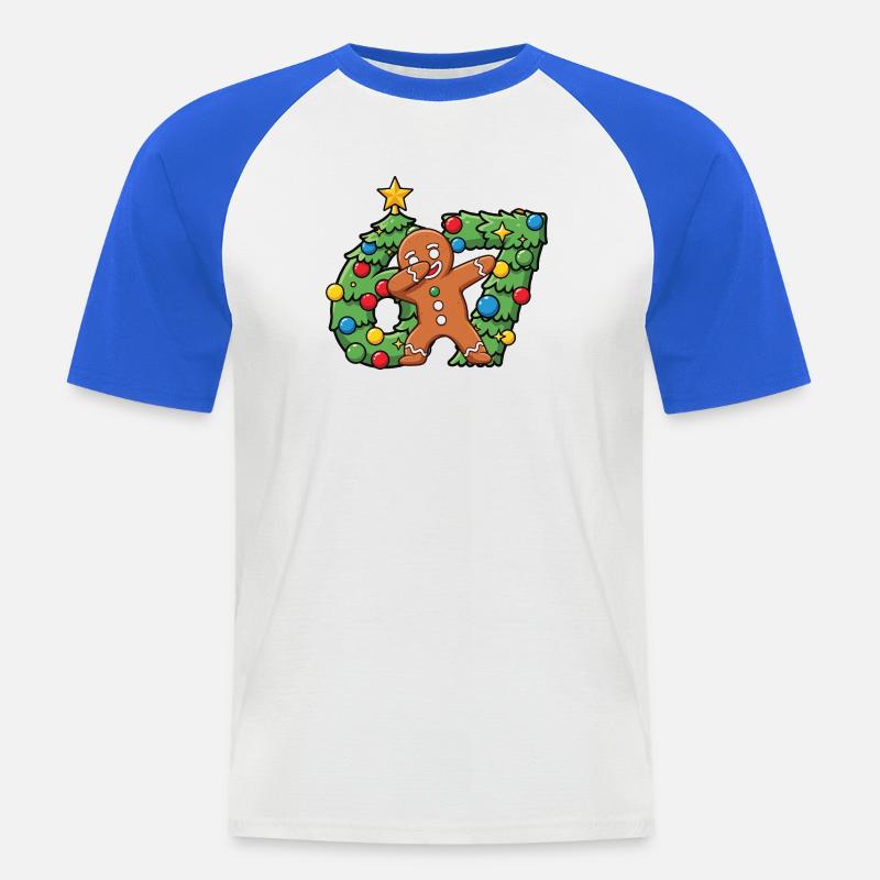 67 Meme-Lebkuchentanz auf dem Weihnachtskranz - Männer Baseball-T-Shirt - Weiß/Royalblau