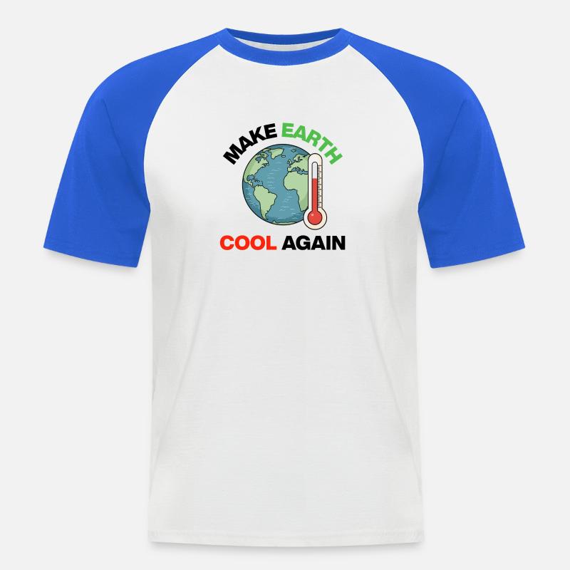Make Earth Cool Again – Act Now - Männer Baseball-T-Shirt - Weiß/Royalblau