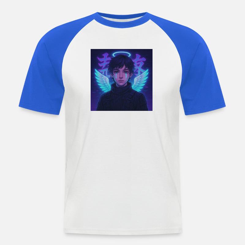 Cyberpunk Angel E-Boy Y2K Synthwave Art - Männer Baseball-T-Shirt - Weiß/Royalblau