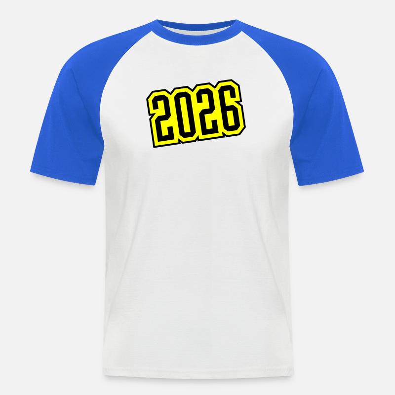 2026 - Maglia da baseball a manica corta da uomo - bianco/blu royal