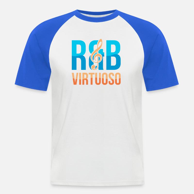 RnB Musikvirtuose E1 Deep Blue - Männer Baseball-T-Shirt - Weiß/Royalblau