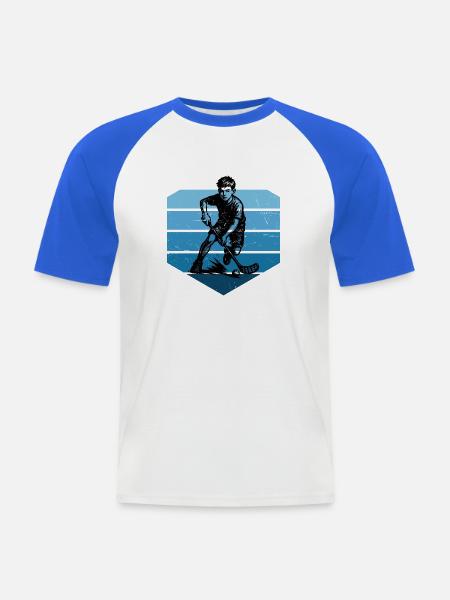 Floorball Liebe zum Anziehen - Männer Baseball-T-Shirt - Weiß/Royalblau