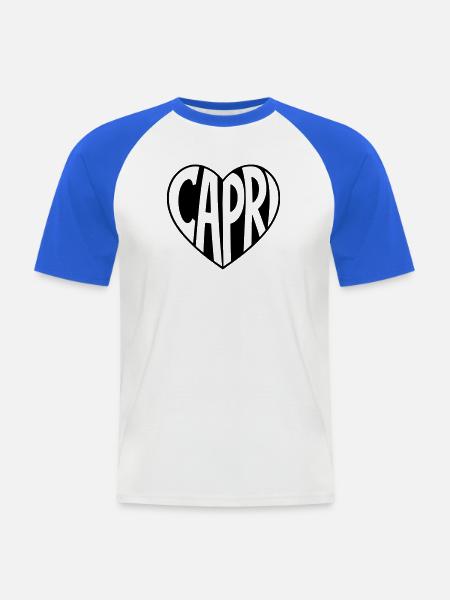 Capri Herz - Männer Baseball-T-Shirt - Weiß/Royalblau