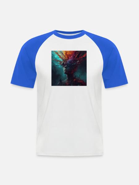 Kosmische Kopfreise Farbströme - Männer Baseball-T-Shirt - Weiß/Royalblau