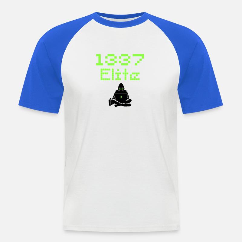 1337 Elite Hacker Squad, Leet Hacker - Männer Baseball-T-Shirt - Weiß/Royalblau