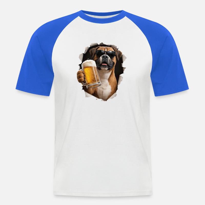 Boxer Bier - Männer Baseball-T-Shirt - Weiß/Royalblau
