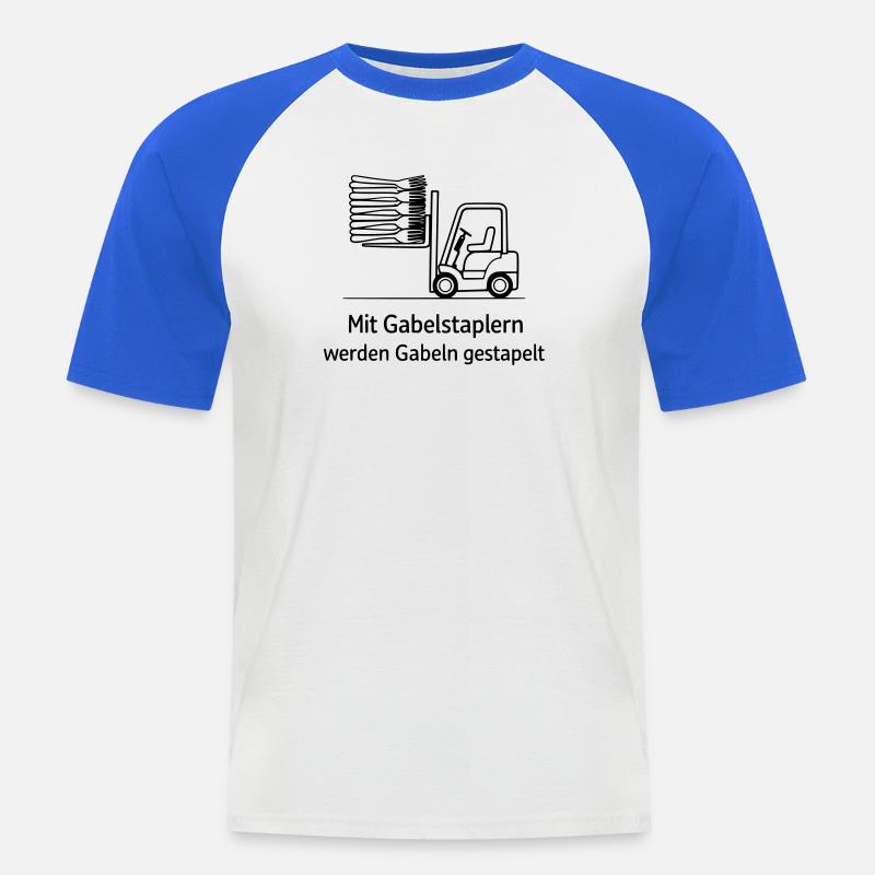 forklift pun fork stacking - Men's Baseball T-Shirt - white/royal blue