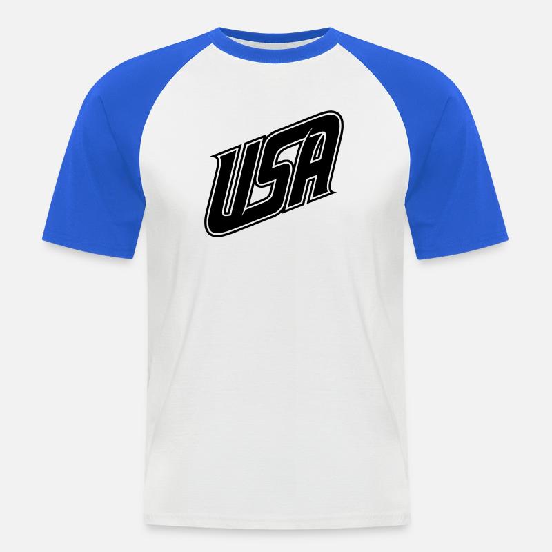 USA  Logo - Farbe variabel - Männer Baseball-T-Shirt - Weiß/Royalblau