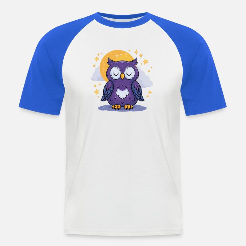 Mondnacht Eule - Männer Baseball-T-Shirt - Weiß/Royalblau