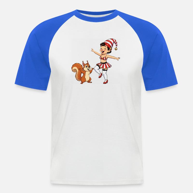 Leprechaun-Mädchen mit Eichhörnchen - Männer Baseball-T-Shirt - Weiß/Royalblau
