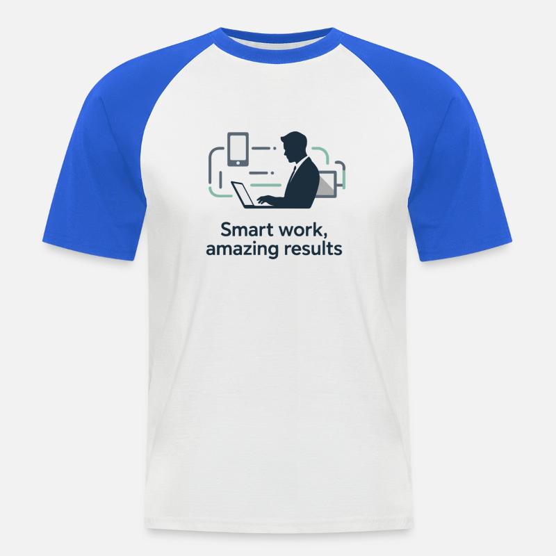 Smart Work Tech Silhouette - Männer Baseball-T-Shirt - Weiß/Royalblau
