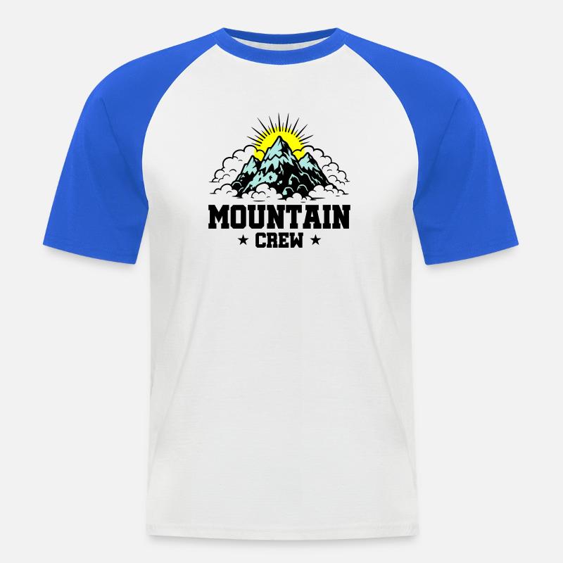 Mountain Crew Berge - Männer Baseball-T-Shirt - Weiß/Royalblau