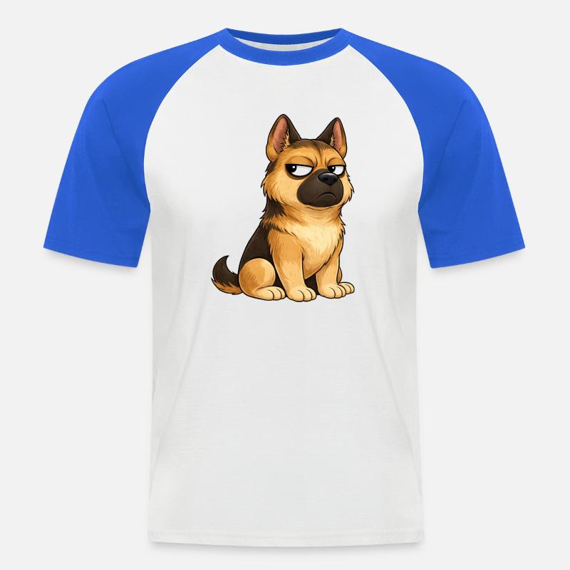 Cooler Hund Deutscher Schäferhund Skeptisch - Männer Baseball-T-Shirt - Weiß/Royalblau