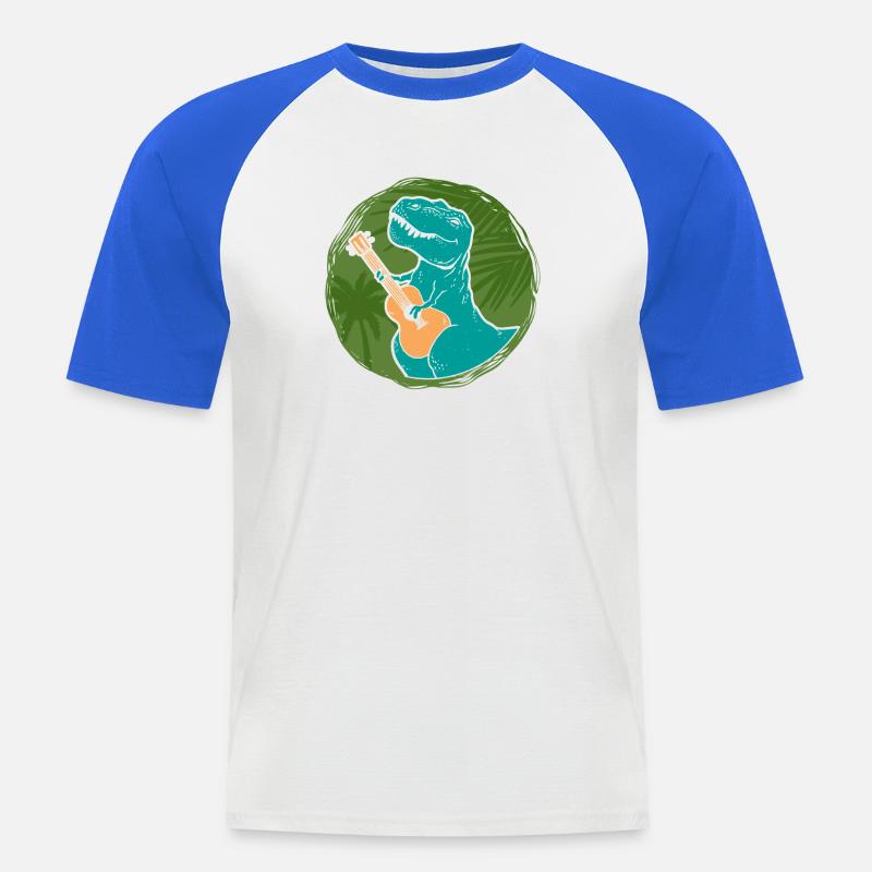 Hawaiian Ukulele Uke T-Rex - Männer Baseball-T-Shirt - Weiß/Royalblau