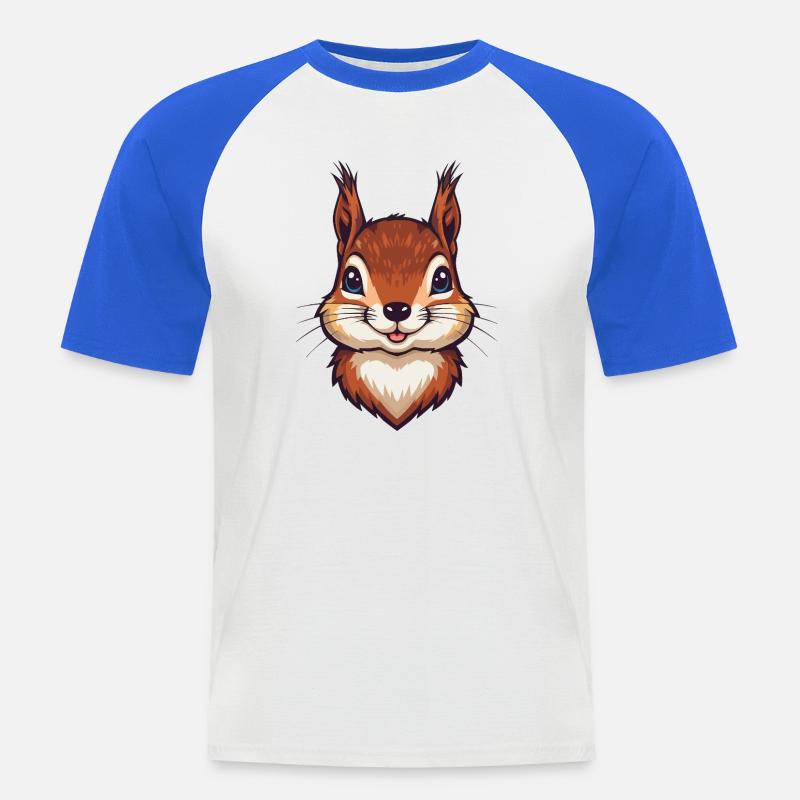 Süßer Eichhörnchen Kopf - Männer Baseball-T-Shirt - Weiß/Royalblau