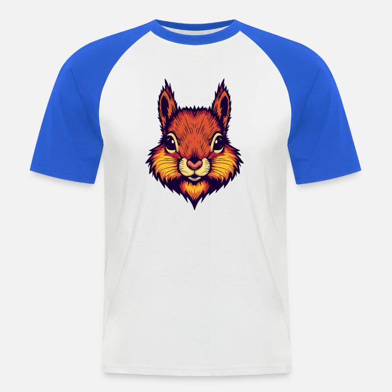Leuchtend herbstliches Eichhörnchen  - Männer Baseball-T-Shirt - Weiß/Royalblau