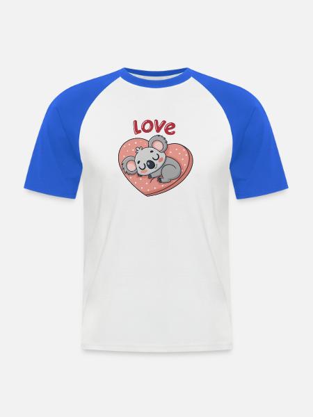 Liebeskoala auf Pastellherz - Männer Baseball-T-Shirt - Weiß/Royalblau