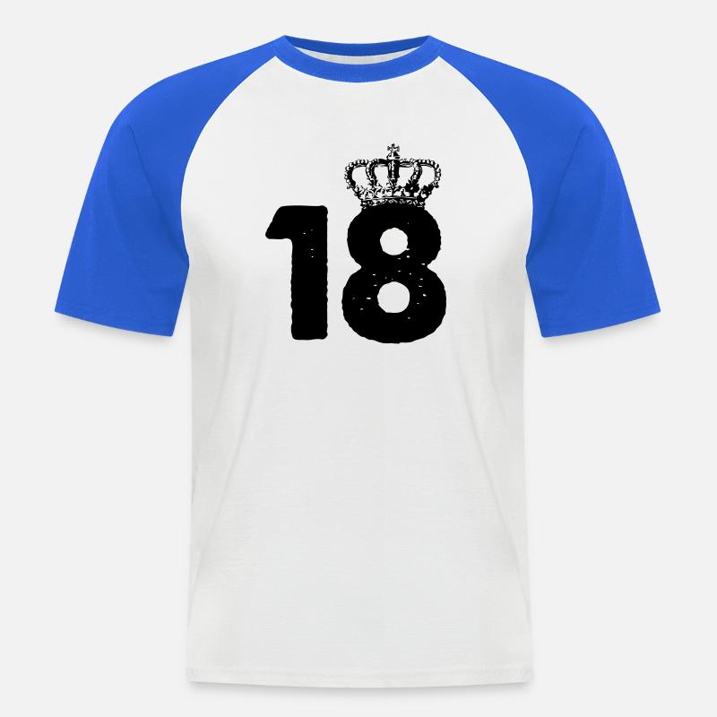 18 Corone - Maglia da baseball a manica corta da uomo - bianco/blu royal