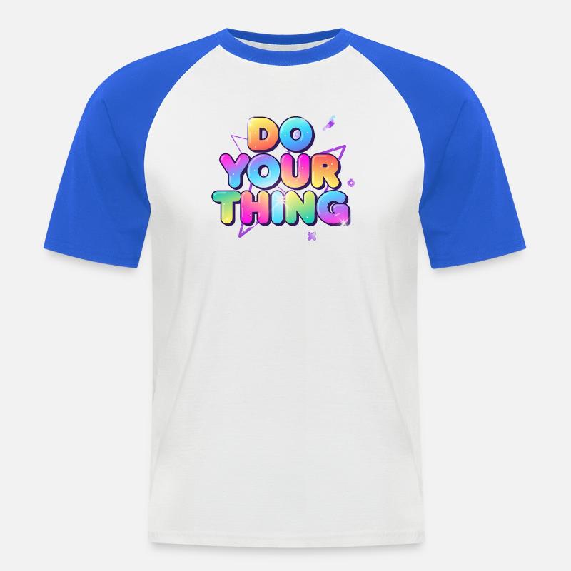 Mach Dein Ding Farbexplosion - Männer Baseball-T-Shirt - Weiß/Royalblau