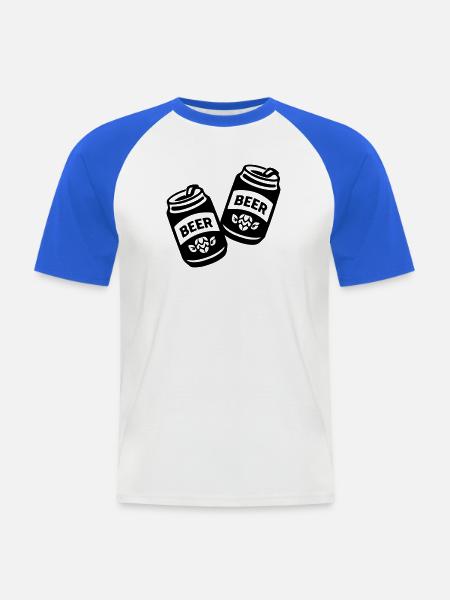 Zwei Bierdosen Schwarz Symbol - Männer Baseball-T-Shirt - Weiß/Royalblau