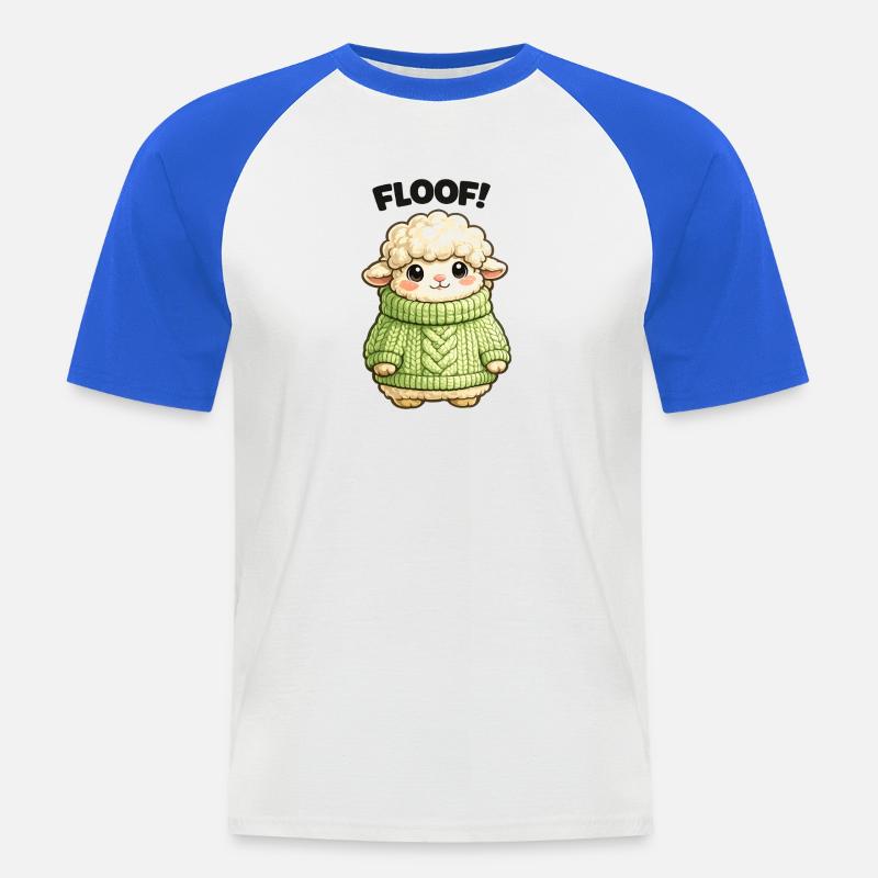 Kuscheliges Schäfchen Pullover Design - Männer Baseball-T-Shirt - Weiß/Royalblau