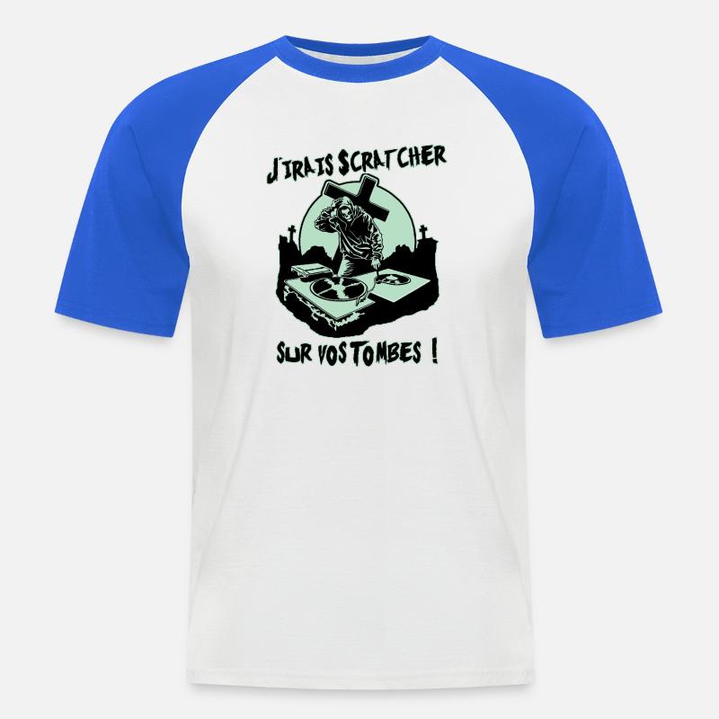 ICH WERDE AUF EURE GRÄBER KRATZEN! - Männer Baseball-T-Shirt - Weiß/Royalblau