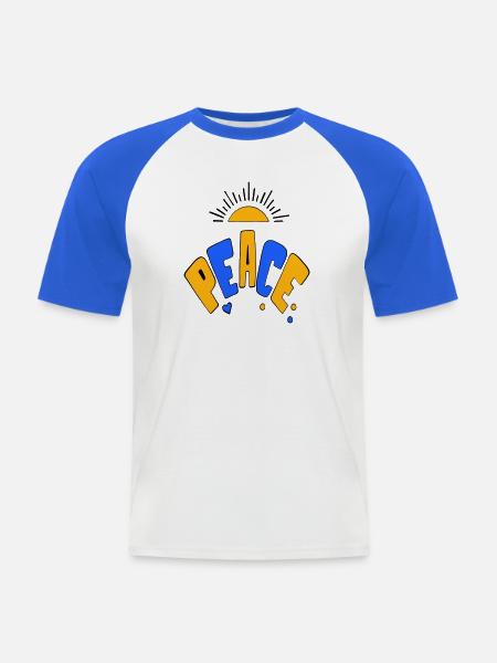 Peace - Men's Baseball T-Shirt - white/royal blue
