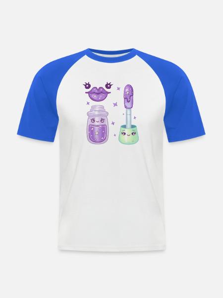 Lilac Galaxy Lipgloss Kawaii Charakter - Männer Baseball-T-Shirt - Weiß/Royalblau