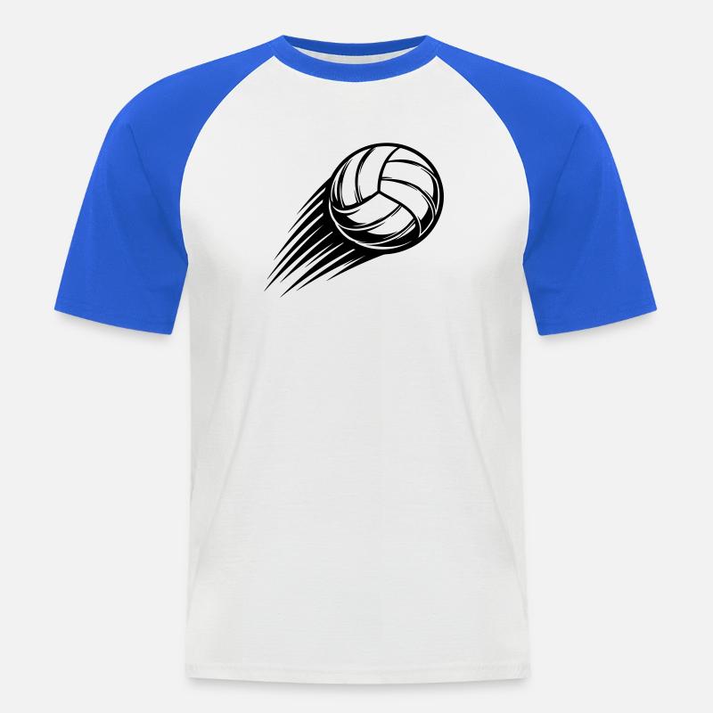 Volleyboll Boll - Kortärmad basebolltröja herr - vit/kungsblå