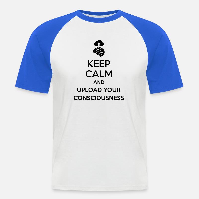 Lade dein Bewusstsein hoch – Sarkastischer Tech-Witz - Männer Baseball-T-Shirt - Weiß/Royalblau