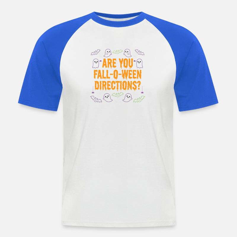 Bist du ein Herbst-O-Ween-Anleitungslehrer? Hallow - Männer Baseball-T-Shirt - Weiß/Royalblau