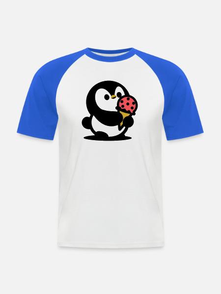 Kleiner Pinguin mit Eis - Men's Baseball T-Shirt - white/royal blue
