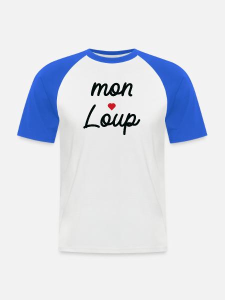 My Wolf Love Schreibschrift - Männer Baseball-T-Shirt - Weiß/Royalblau