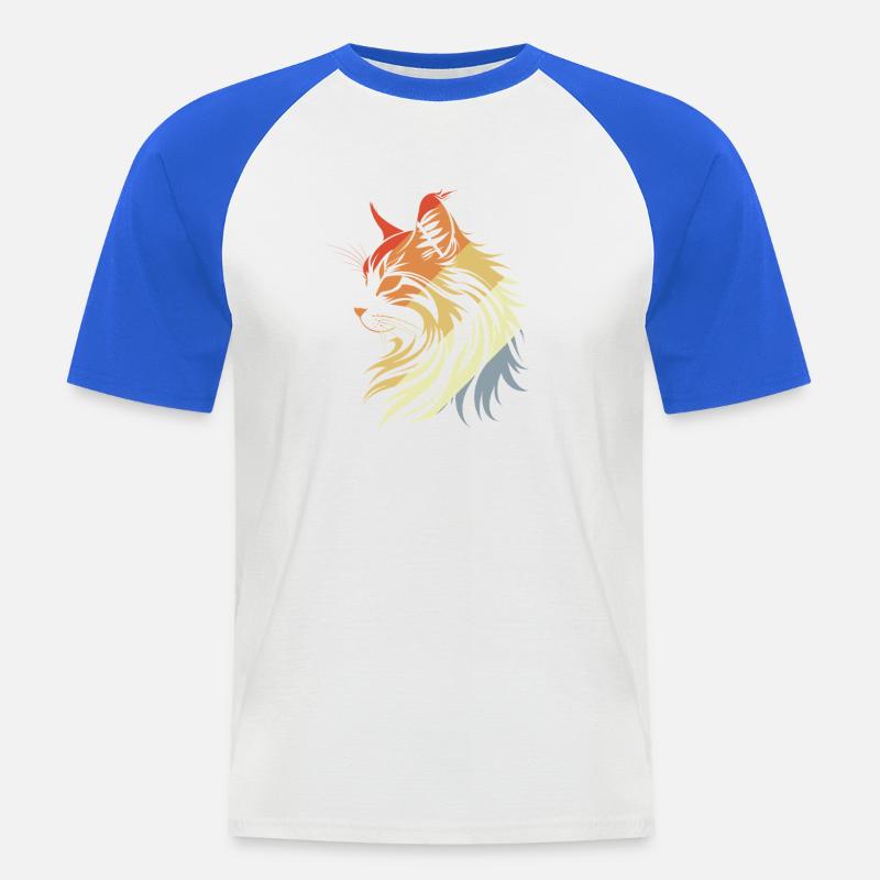 Cat Retro Style - Kortärmad basebolltröja herr - vit/kungsblå