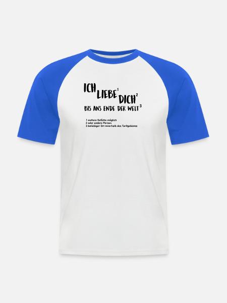 ans Ende der Welt - Männer Baseball-T-Shirt - Weiß/Royalblau