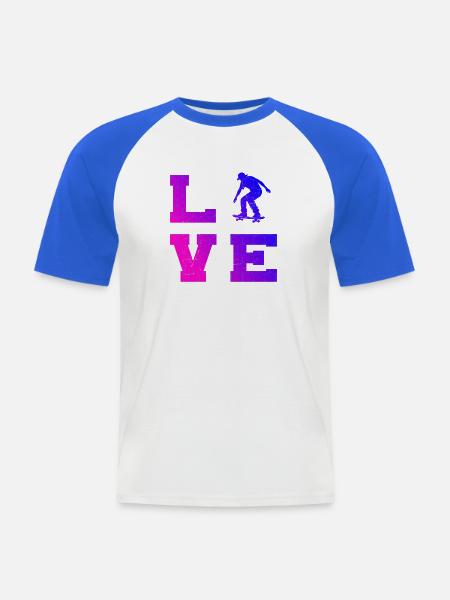 Skateboarding Stil für jeden Anlass - Männer Baseball-T-Shirt - Weiß/Royalblau