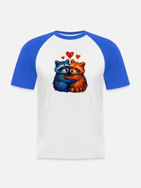 Kuschelraccoons in Blau & Orange - Männer Baseball-T-Shirt - Weiß/Royalblau