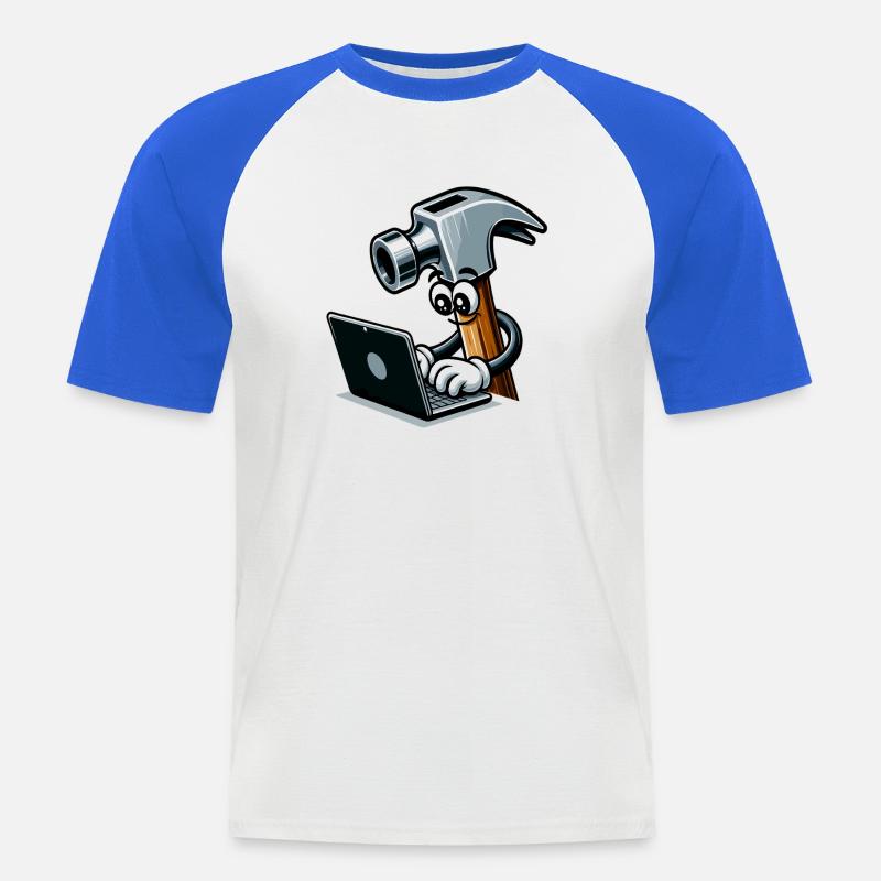 HammerCode: Tool meets bits - Men's Baseball T-Shirt - white/royal blue