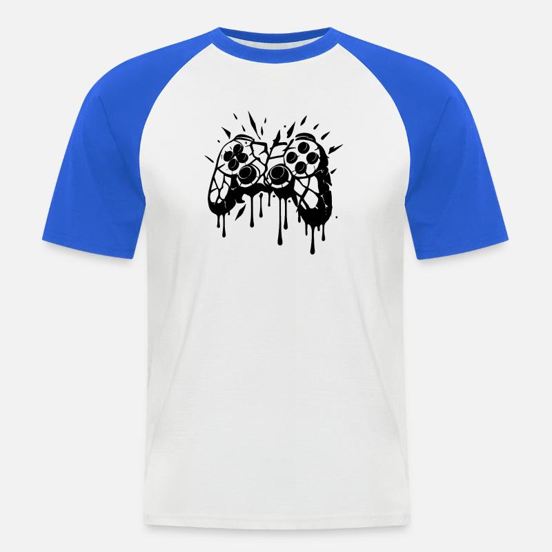 Kaputter Controller - Männer Baseball-T-Shirt - Weiß/Royalblau