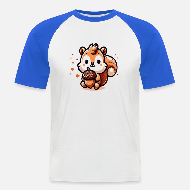 Süßes Eichhörnchen mit Herz-Eichel - Männer Baseball-T-Shirt - Weiß/Royalblau